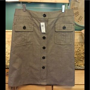 NWT Ann Taylor Button Down 12 Brown Checks Skirt